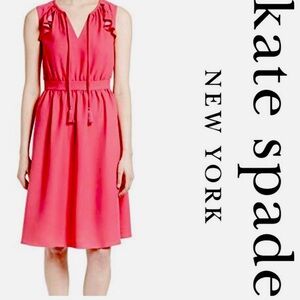 KATE SPADE NEW YORK Rambling Roses Crepe Ruffle Dress Pink Size 2 XS Brand New